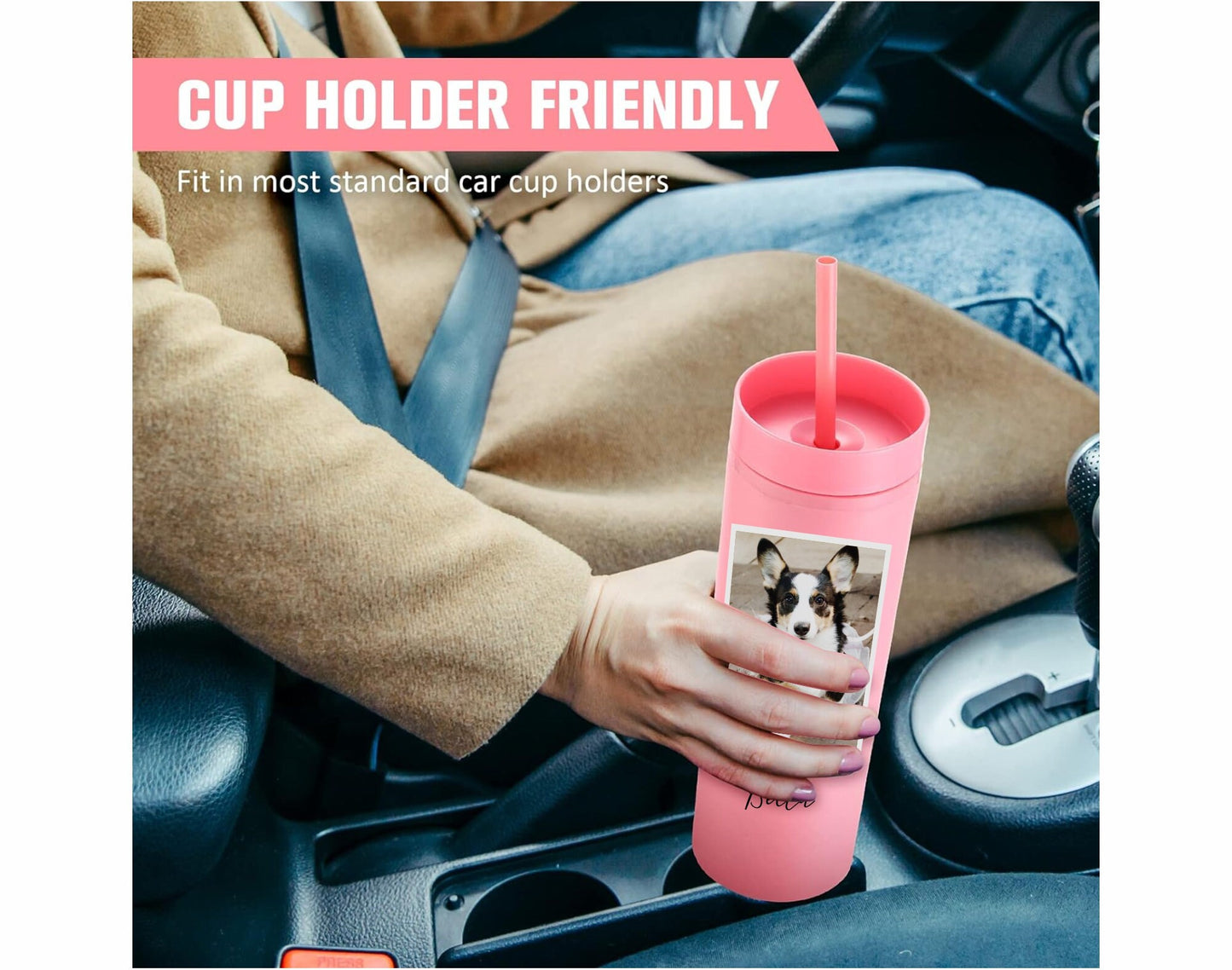 Custom Pet Skinny Tumbler with Lid and Straw
