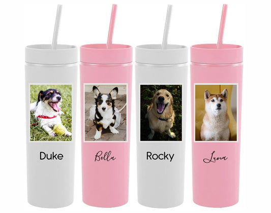 Custom Pet Skinny Tumbler with Lid and Straw