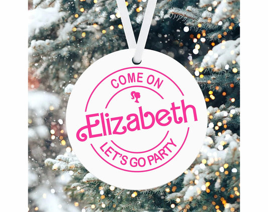 Personalized Let's Go Party Acrylic Christmas Ornament