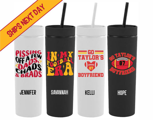Go Taylor's Boyfriend Monogrammed Skinny Tumbler with Lid and Straw