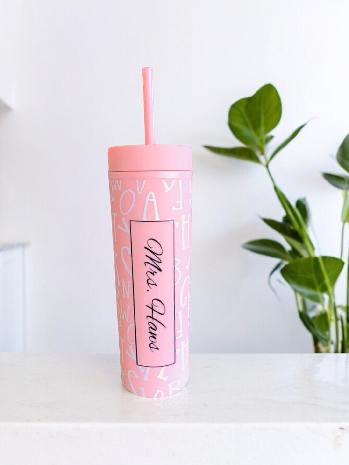 Personalized Teacher Appreciation Skinny Tumblers with Lids and Straws