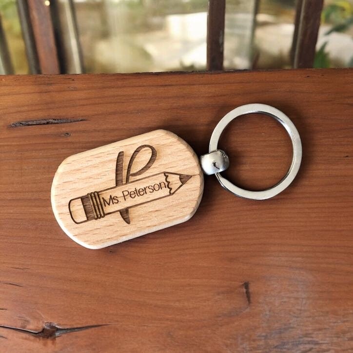 Monogrammed Engraved Teacher Appreciation Keychains for End of School Teacher Gift