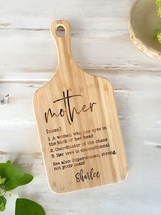 Small Handled Monogrammed Mother's Day Serving Board, Gift for Mom