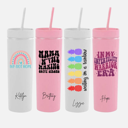 Personalized IVF Gift Skinny Tumbler with Lid and Straw