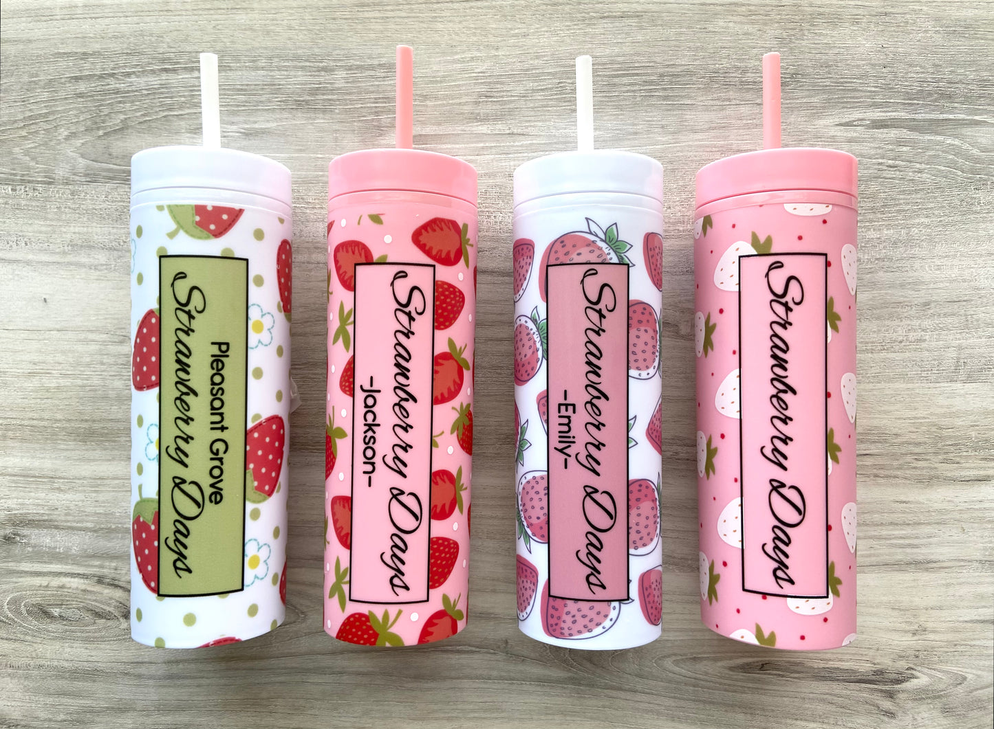 Personalized Strawberry Days Skinny Tumbler