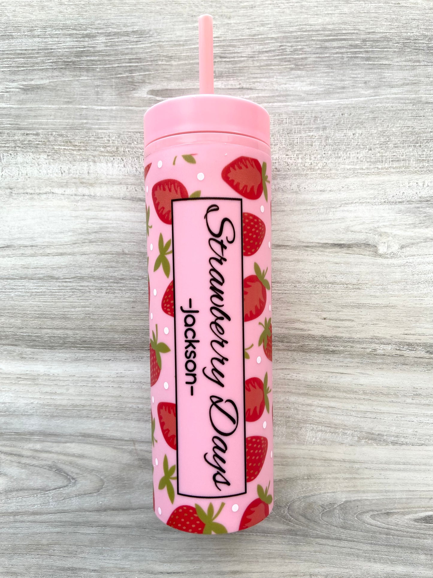 Personalized Strawberry Days Skinny Tumbler