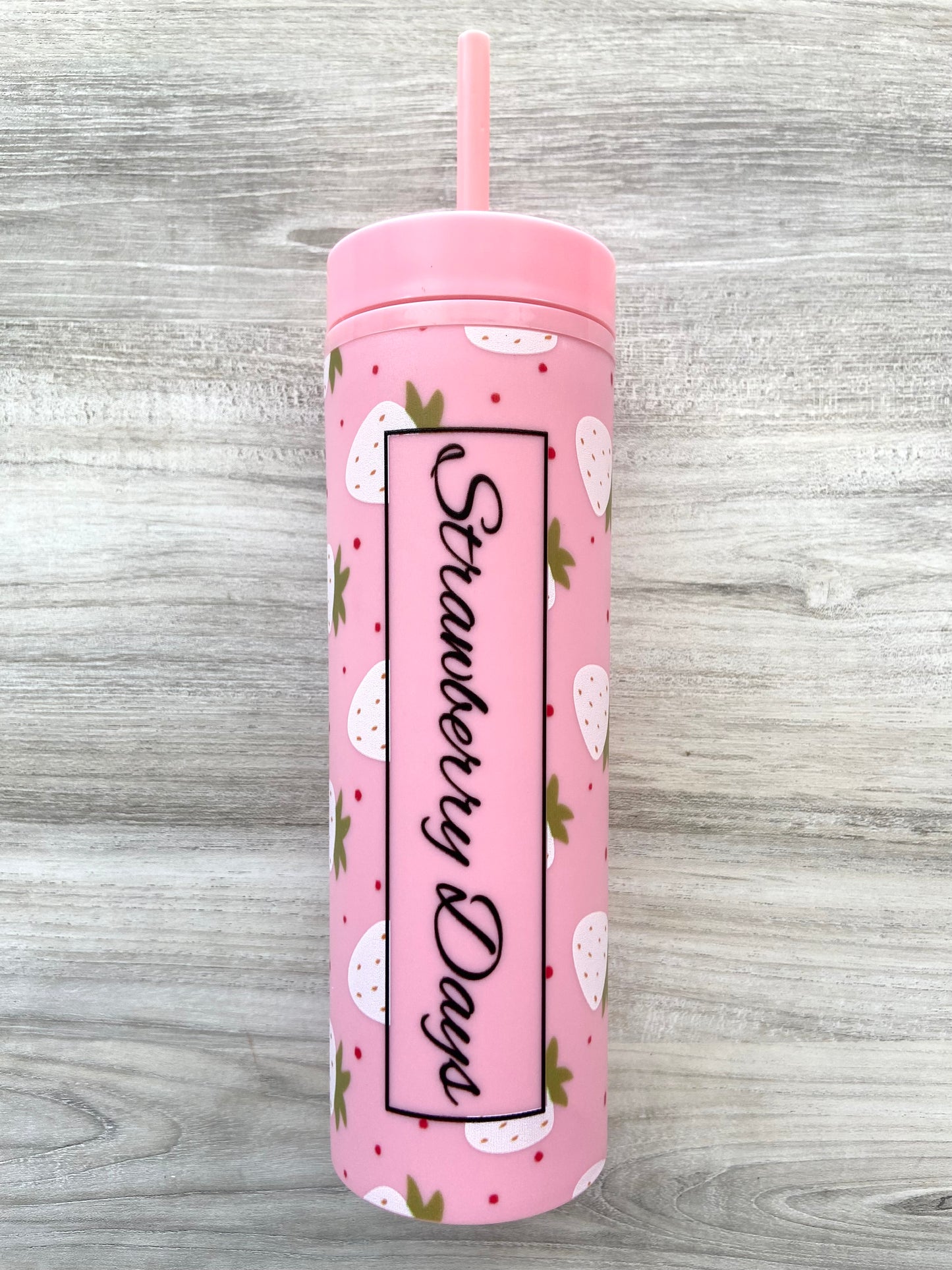 Personalized Strawberry Days Skinny Tumbler