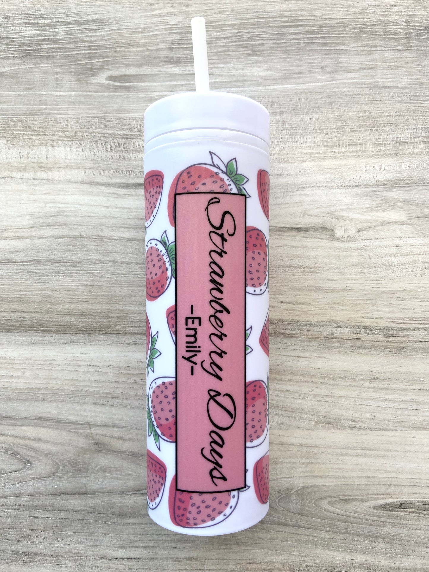 Personalized Strawberry Days Skinny Tumbler