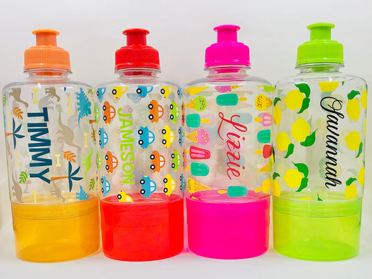 Kids Personalized Summer Water Bottle with Snack Container