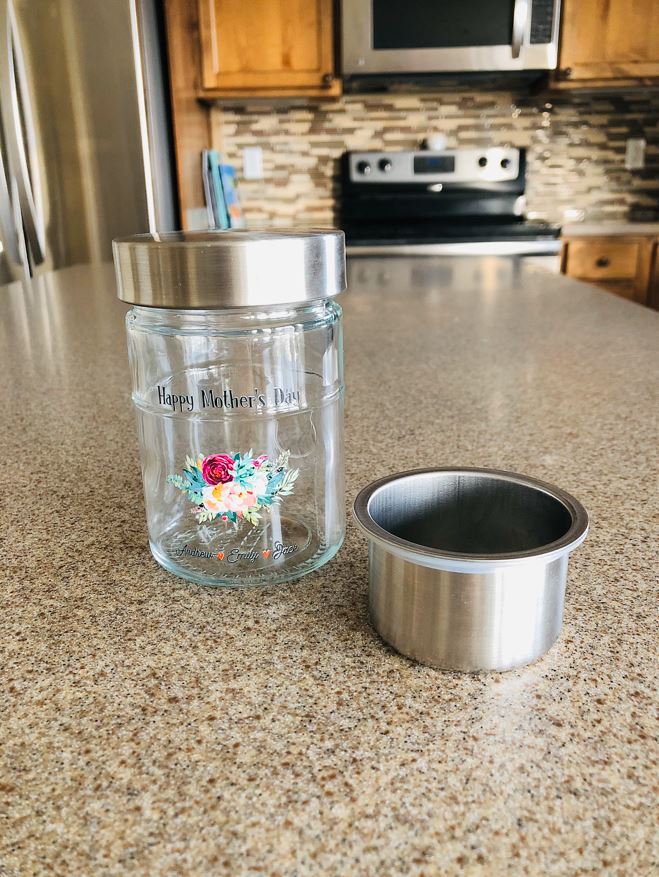 Personalized Mother's Day Jar with Stainless Steel Lid and Insert
