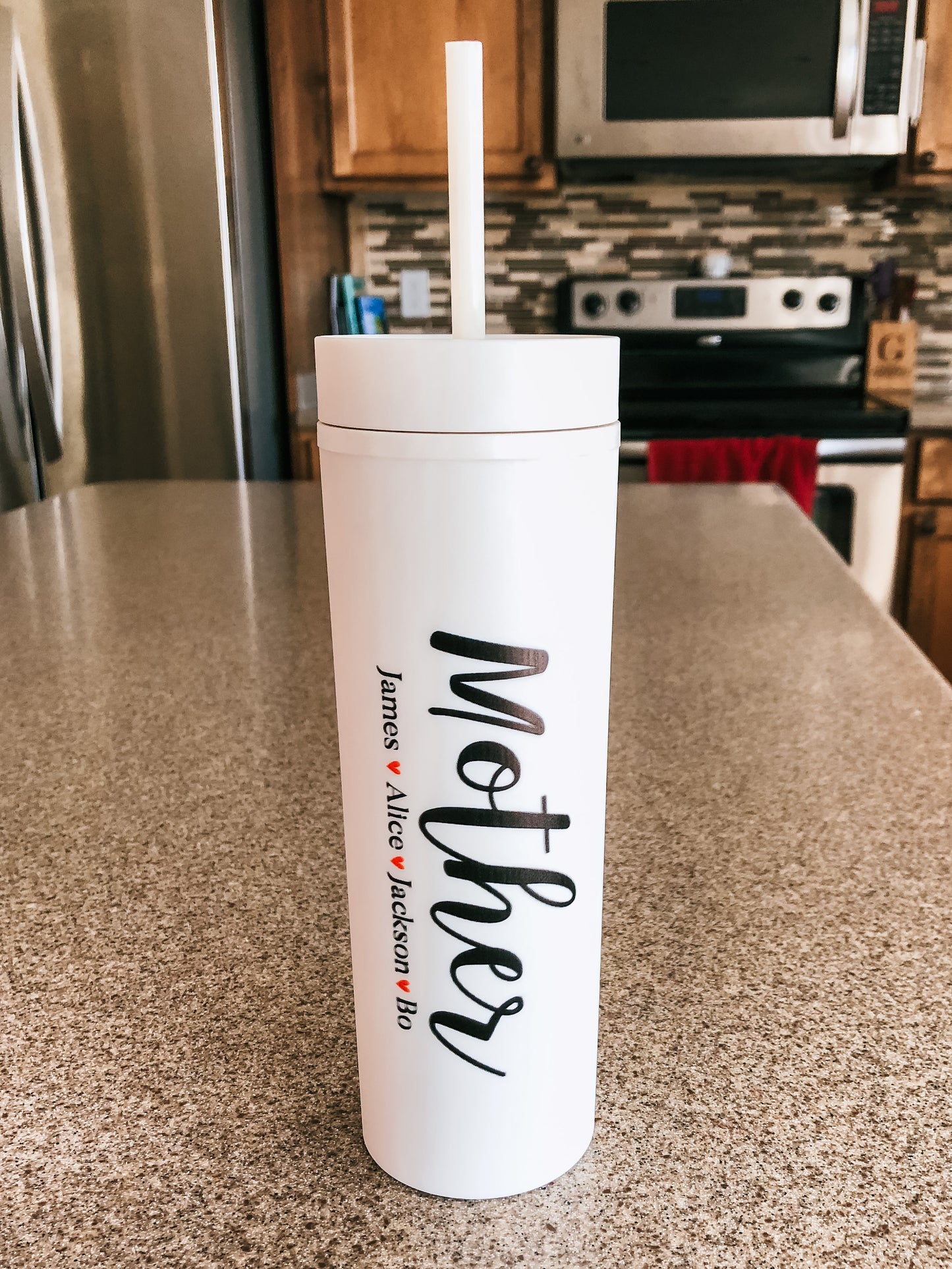 Personalized Mother's Day 16 oz. Matte Pastel Skinny Tumblers with Lids and Straws