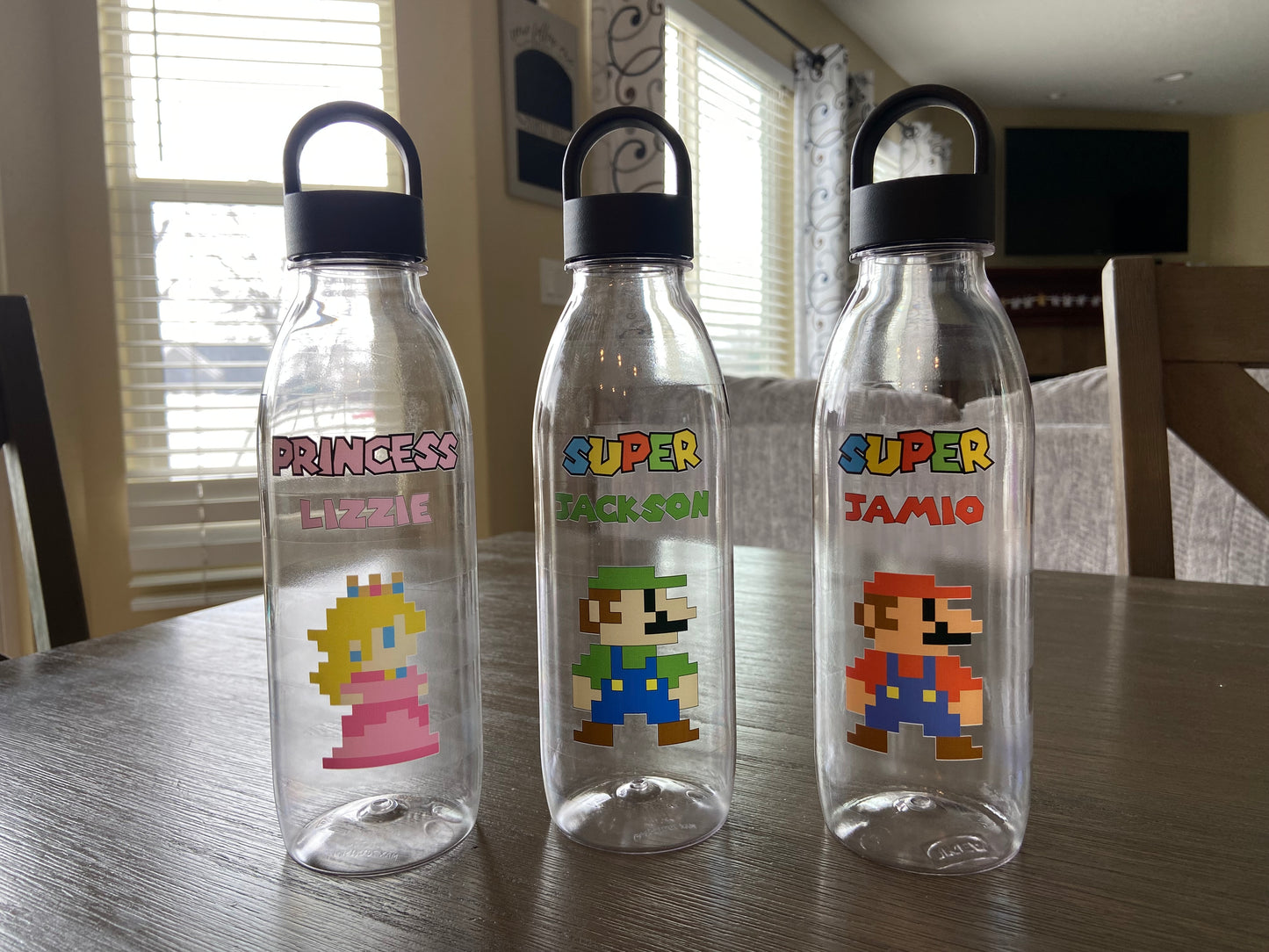 Fun Pixel Design Personalized Kids Water Bottles