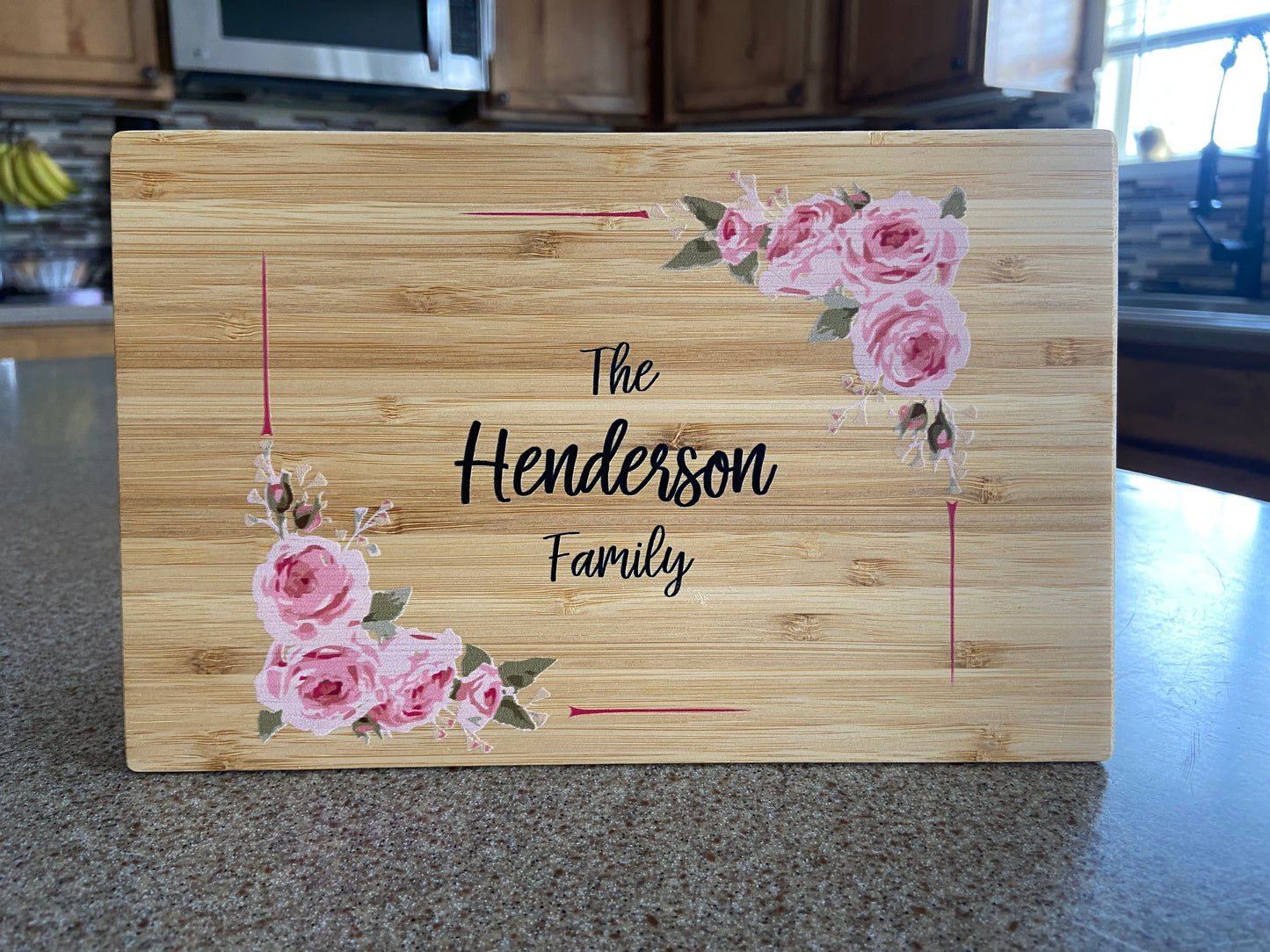 Personalized Floral Design Bamboo Cutting Boards