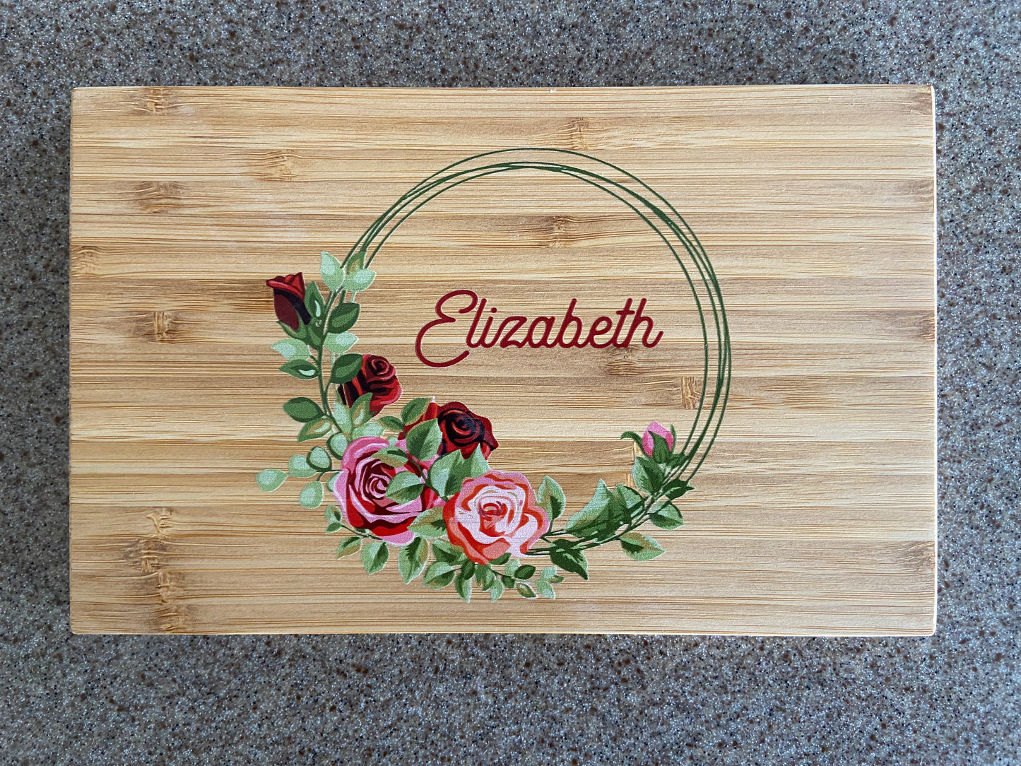 Personalized Floral Design Bamboo Cutting Boards