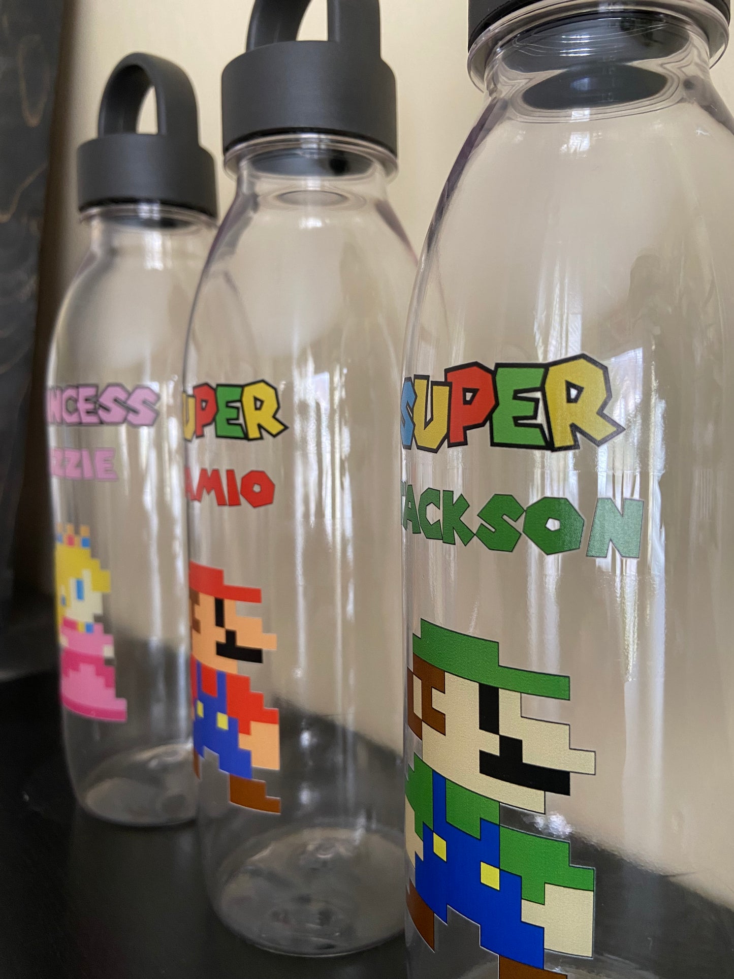 Fun Pixel Design Personalized Kids Water Bottles