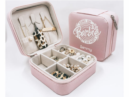 Monogrammed Barbi Jewelry Travel Case | Personalized Barbie Jewelry Box