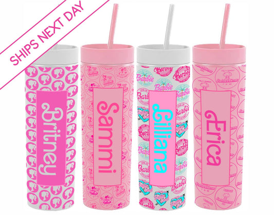 Monogrammed Barbi Tumblers with Lid and Straw