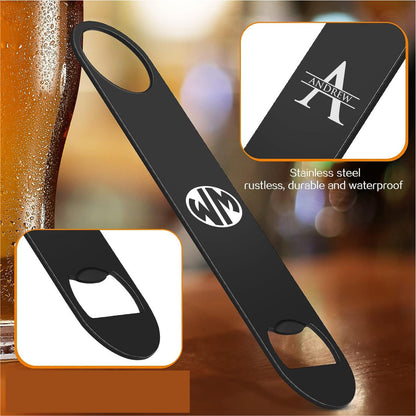 Large Black Monogrammed Stainless Steel Bottle Opener