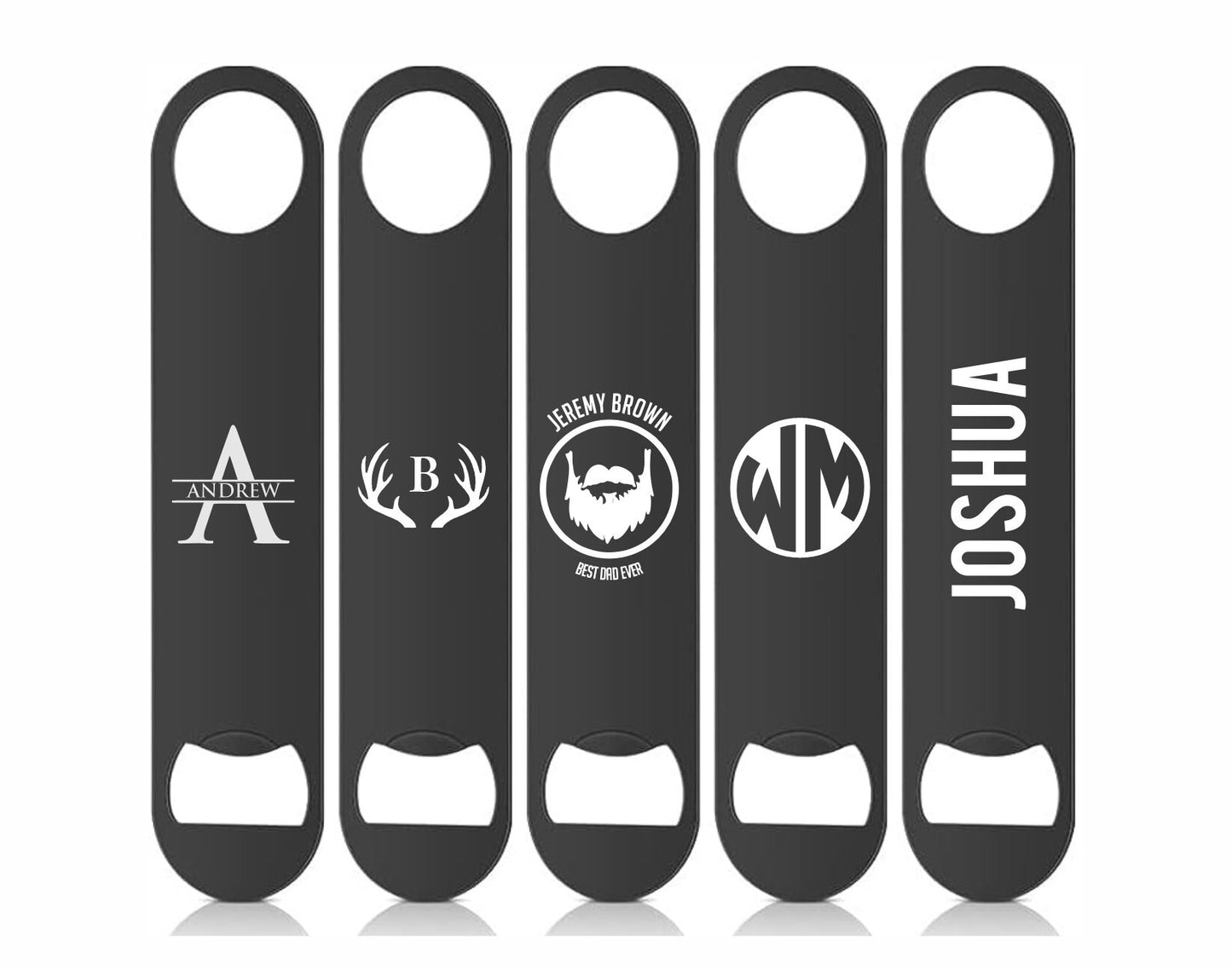 Large Black Monogrammed Stainless Steel Bottle Opener