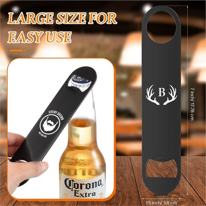 Large Black Monogrammed Stainless Steel Bottle Opener