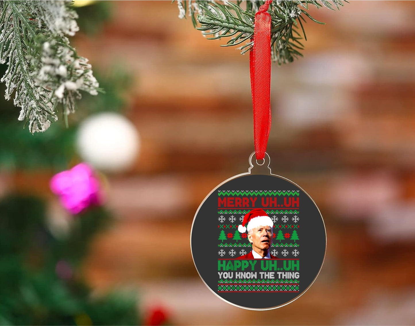 Funny Joe Biden Acrylic Christmas Ornament