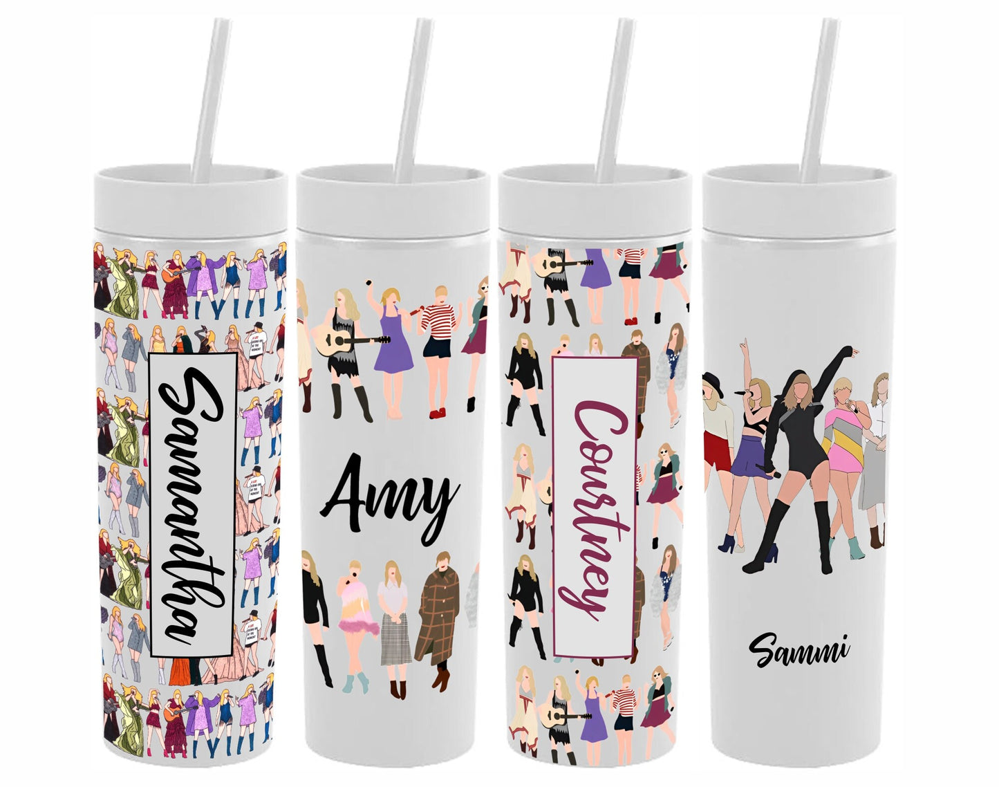 Monogrammed Pop Artist Skinny Tumbler with Lid and Straw
