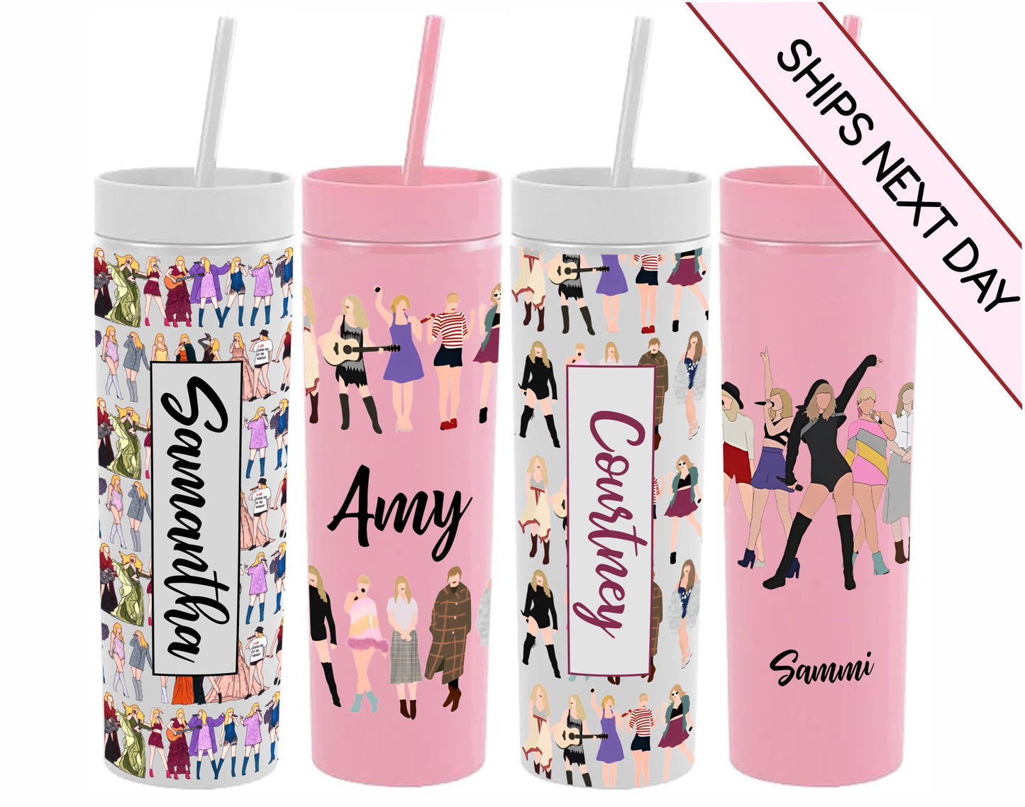 Monogrammed Pop Artist Skinny Tumbler with Lid and Straw
