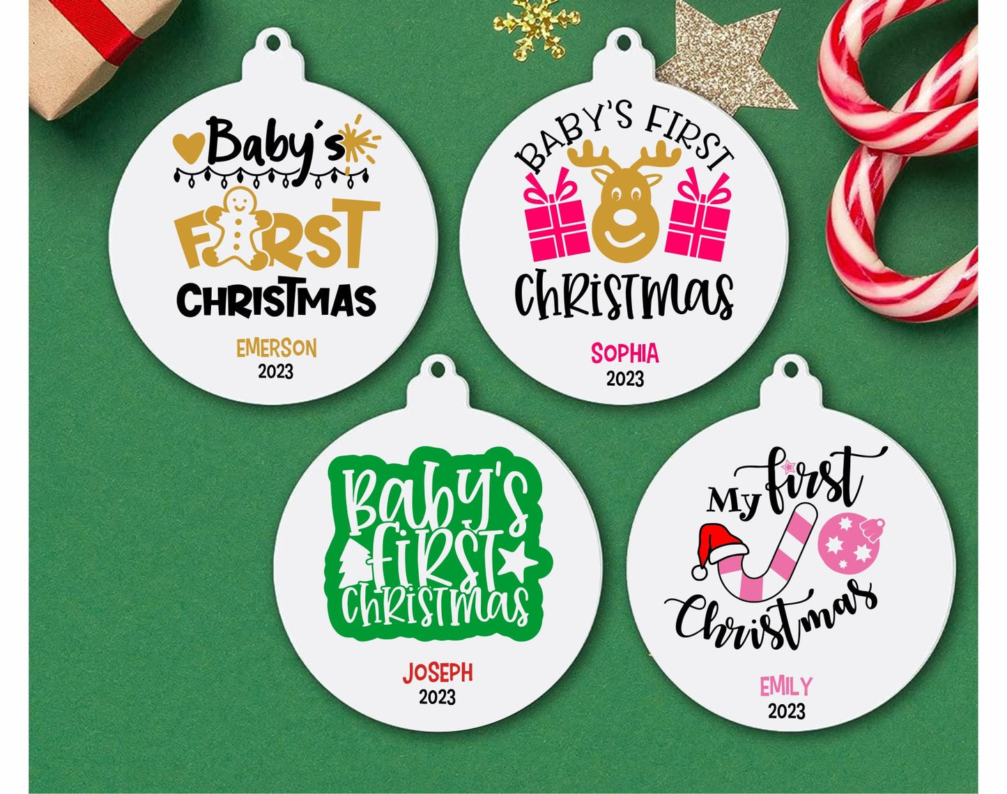 Personalized Baby's First Christmas Ornament 2023